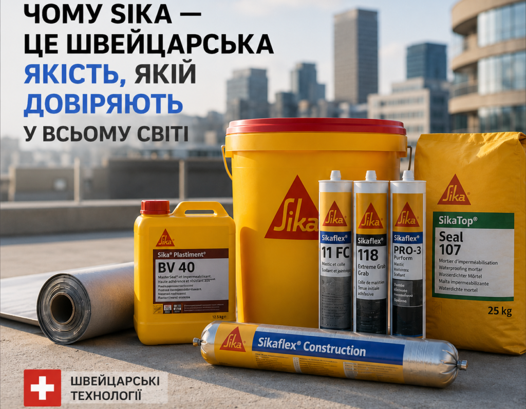 ПВХ-мембрани та будівельні матеріали Sika для плоских покрівель. Швейцарська якість від BRANA.